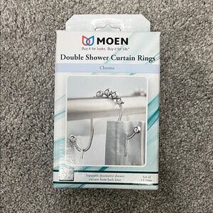Moen Chrome Double Shower Curtain Rings Set NWT